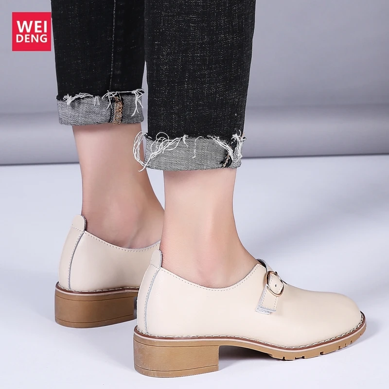 Лоферы WeiDeng женские из натуральной кожи повседневные мягкие дышащие легкие без