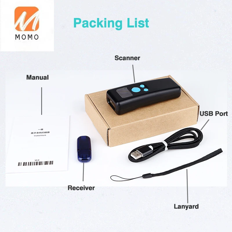 m8 1d 2d barcode scanner portable handheld mini bluetooth scanner 2 4g wireless with display for expressman mobile phone qr free global shipping