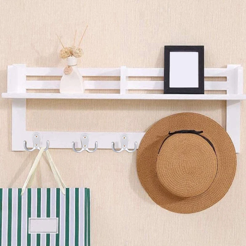 

HOT-20 Pcs Double Prong Robe Hooks with 40 Screws,Dual Coat Hooks Wall Mounted Hanger,for Bathroom,Bedroom,Door,Wall