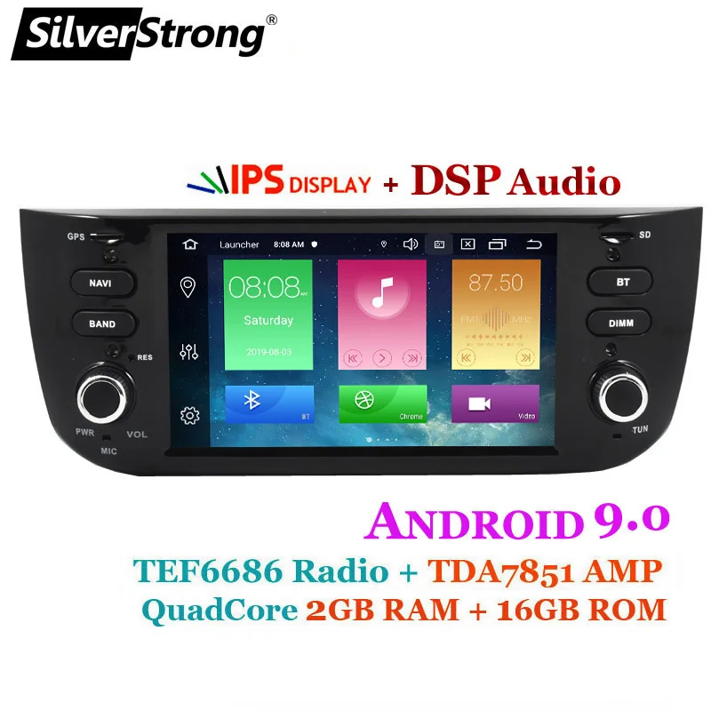 SilverStrong ips DSP Android9.0 автомобиль радио для FIAT Punto 199 310/Linea 323 2012 2013