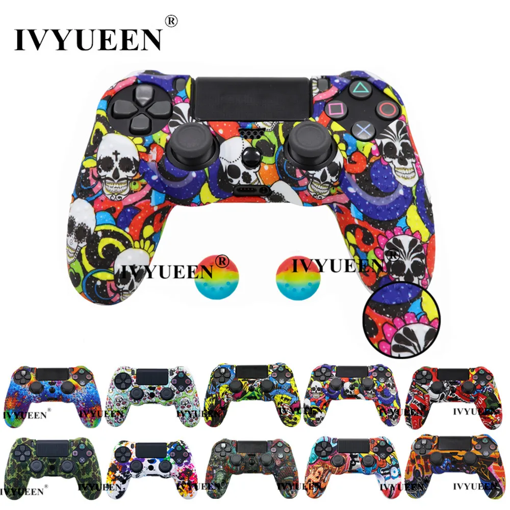 IVYUEEN 25 Colors For PlayStation 4 PS4 Pro Slim Controller Silicone Protective Skin Case Cover Thumb Grip Caps for Dualshock 4