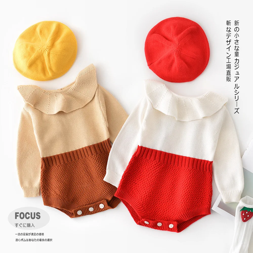 Осень 2019 комбинезон для маленьких девочек с длинными рукавами треугольник (без