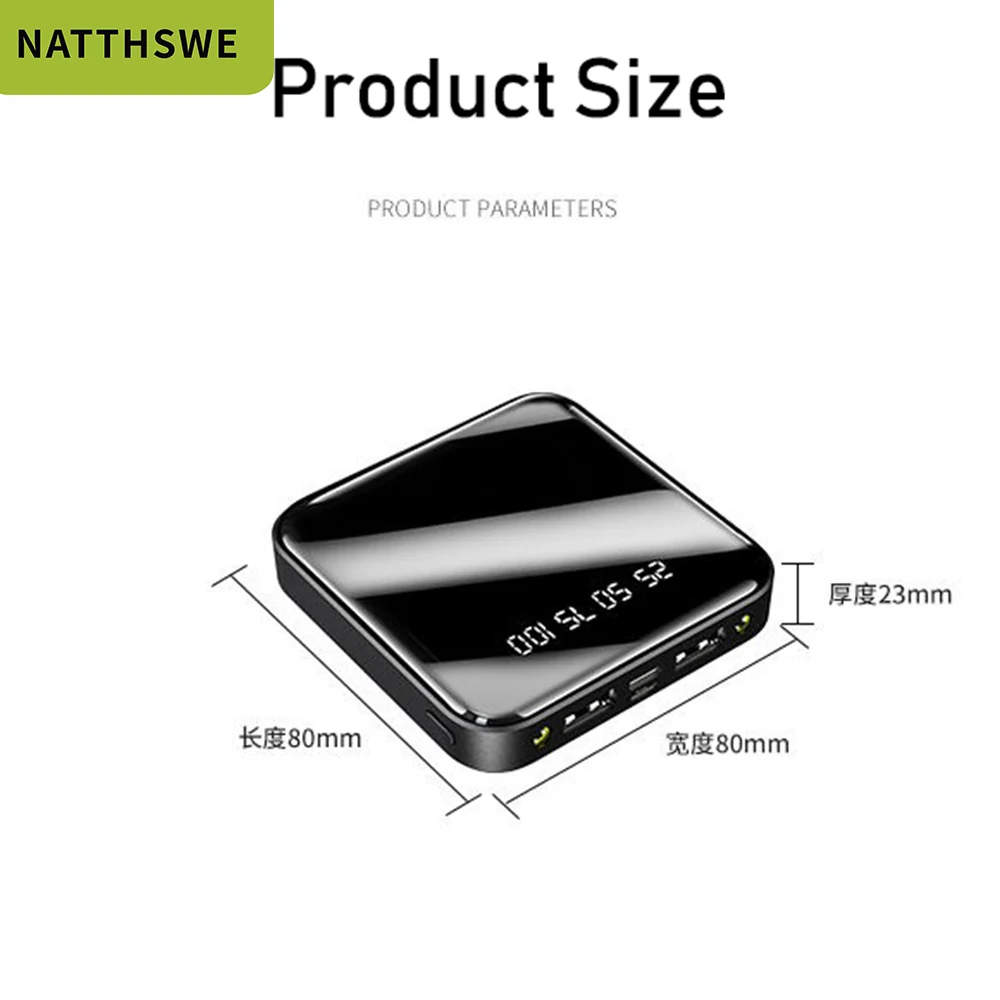 NATTHSWE mi ni power Bank 30000 мА/ч для iPhone 7 Xiaomi mi power bank Pover Bank зарядное устройство с двумя портами Usb внешний аккумулятор power bank
