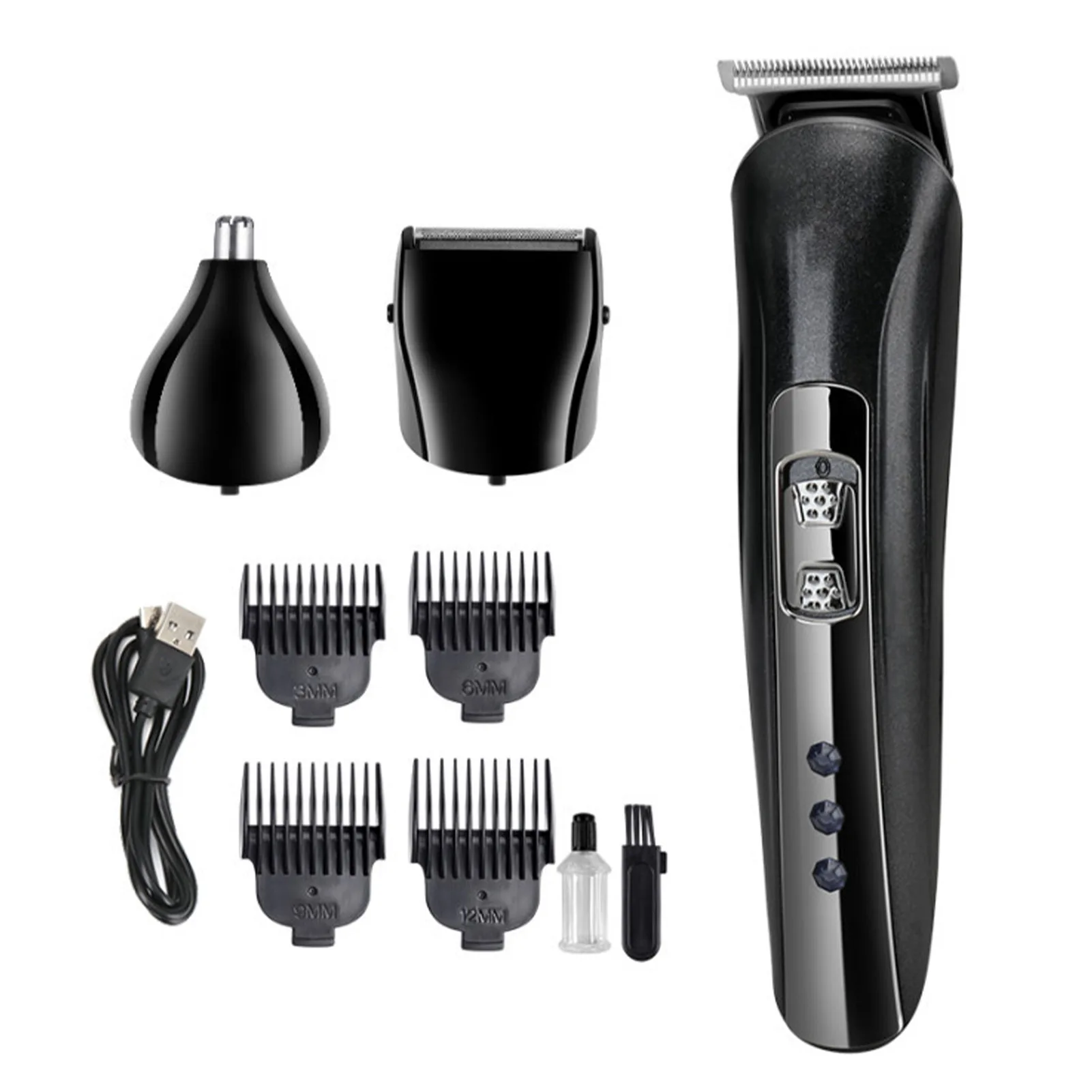 

3 In 1 Hair Clipper Multifunction Hair Trimmer Rechargeable Electric Nose Razor Men Beard Shaver Stainless Steel Cutter KM-1506