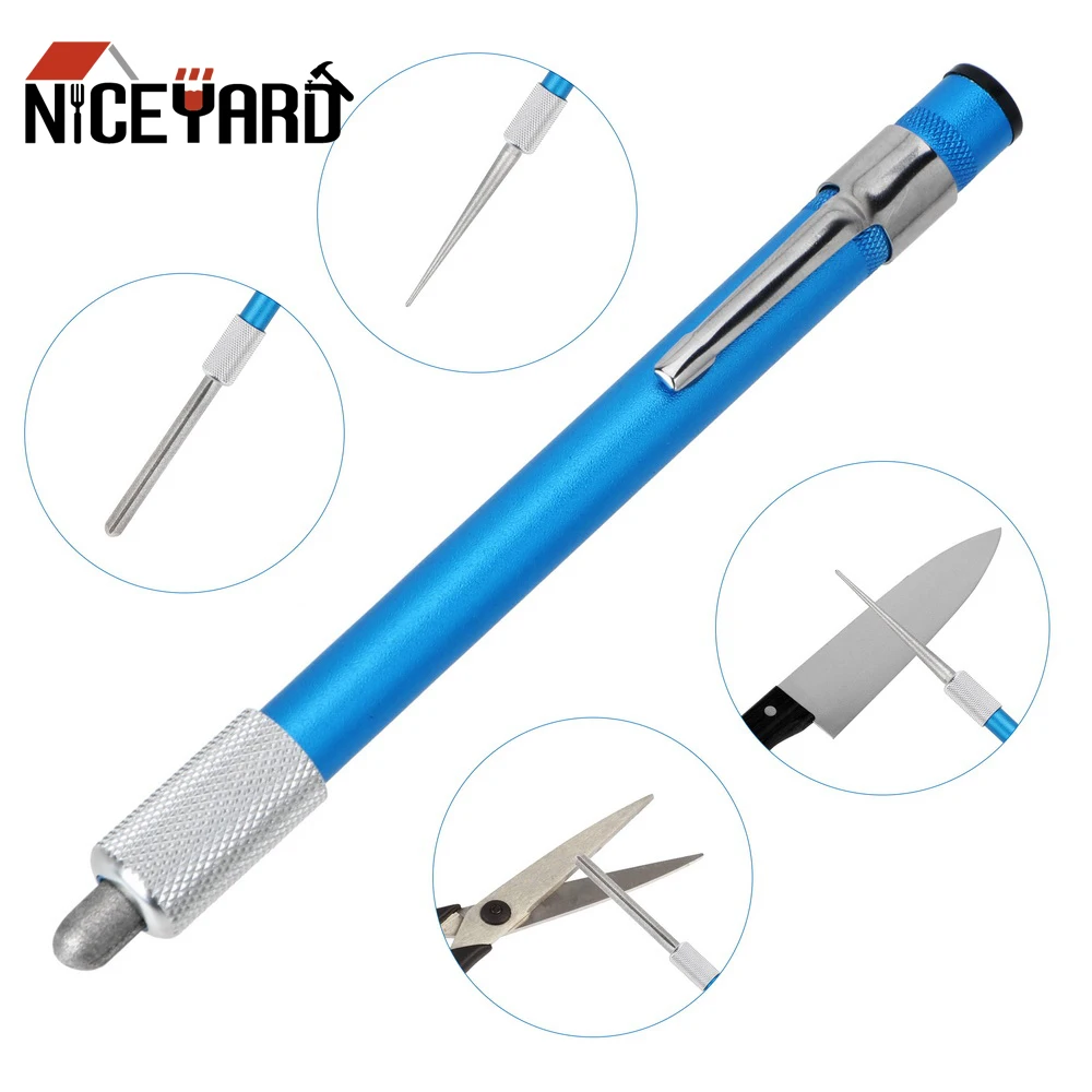 

NICEYARD Diamond Plated Carbon Steel Knife Sharpener Pen Shape Grindstone For Fishhook Knife Outdoor Tool