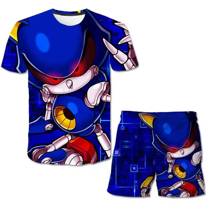 

2 Pcs Clothing Sets Tshirts+Pants Sonic T Shirt Boys Clothes Sets Children Sport Suit Baby Boys Girls Tops Tees Short Sleeve Kid