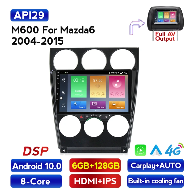 8 ядер Android 10 DSP IPS Автомобильный gps навигатор радио для mazda 6 2004-2015 Поддержка Wi-Fi 4G BT