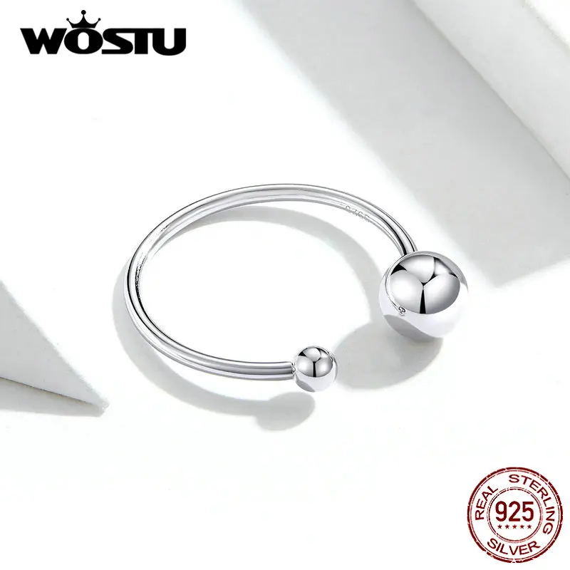 WOSTU подлинные 925 пробы серебряные кольца для открытия милые серебряные кольца простые регулируемые кольца для женщин модные ювелирные изделия DXR575
