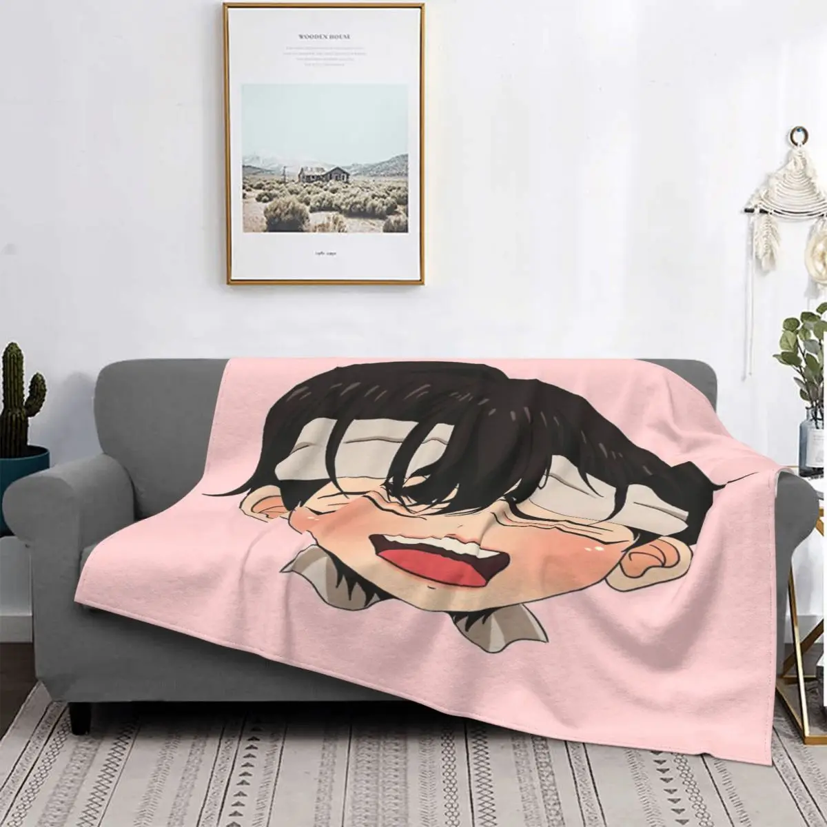 

Nakyum-Manta a cuadros para cama, cubrecama con cara única, cubierta de playa, sofá, manta Kawaii para cama
