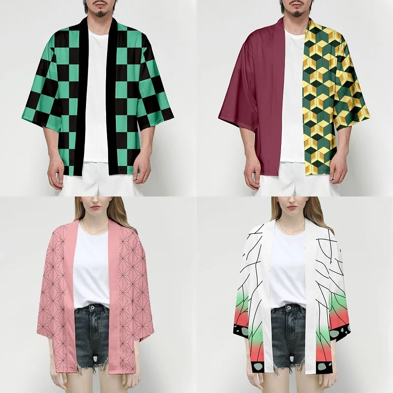 

Anime Demon Slayer Kimetsu No Yaiba Tanjiro Kamado Nezuko Cosplay Costume Men Kimono Coat Plus Size Cape Jacket Women Cloak