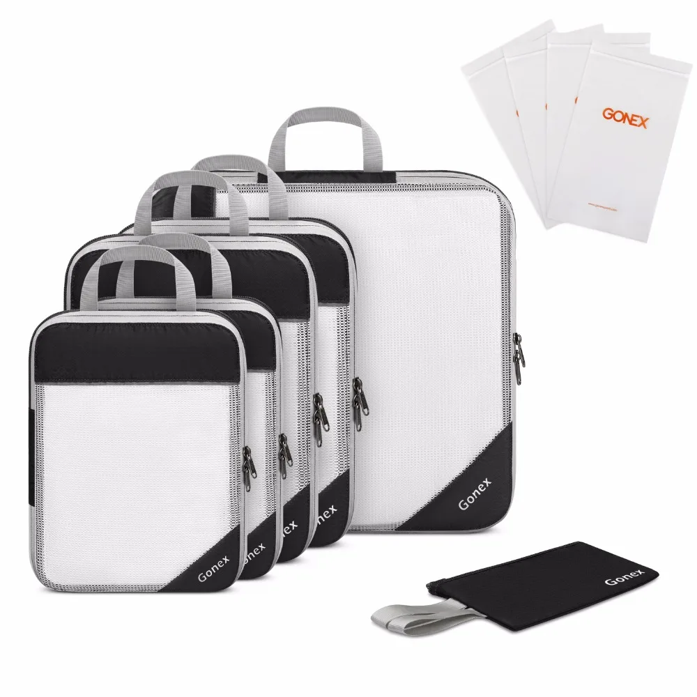 

Дорожная сумка для хранения Gonex 10 шт./компл., органайзер для чемодана, сетчатые компрессионные упаковочные Кубы со скрытым карманом и 4 много...