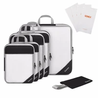 gonex 10pcsset travel storage bag suitcase organizer mesh compression packing cubes with hidden pocket 4 reusable zip bags