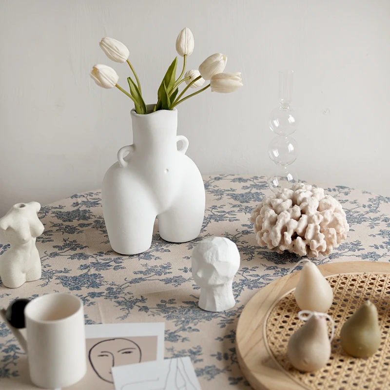 

Home Decor Nordic Body Shape Creative White Resin Vase Simple Dry Flower Insert Artist Residence Decorative Ornaments Modern Art