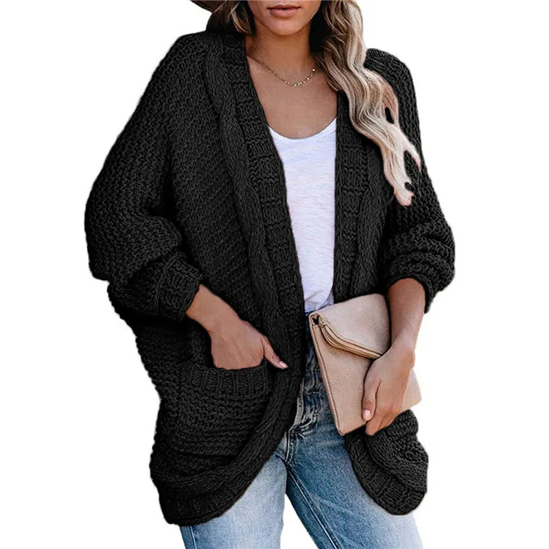

hirigin Spring Autumn Women Solid Color Sweater Cardigan Fashion Ladies Casual Streetwear Pockets Knitwear Tops S-3XL