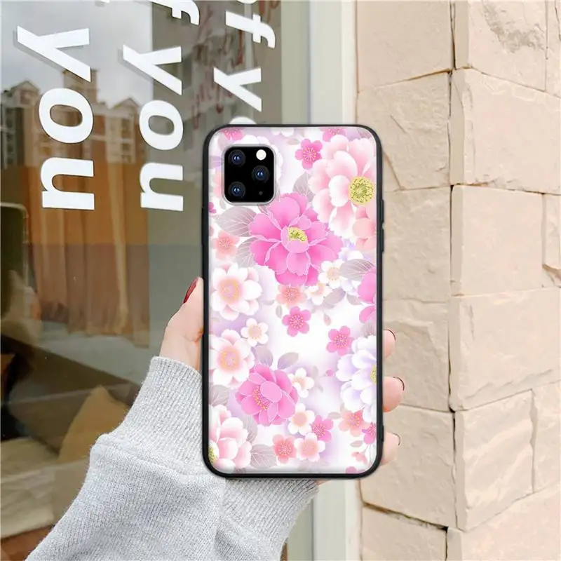 

Vintage Silk Floral Phone Case for iphone 6s 7 8 plus xr xs 11 12pro max mini Cover Fundas Coque