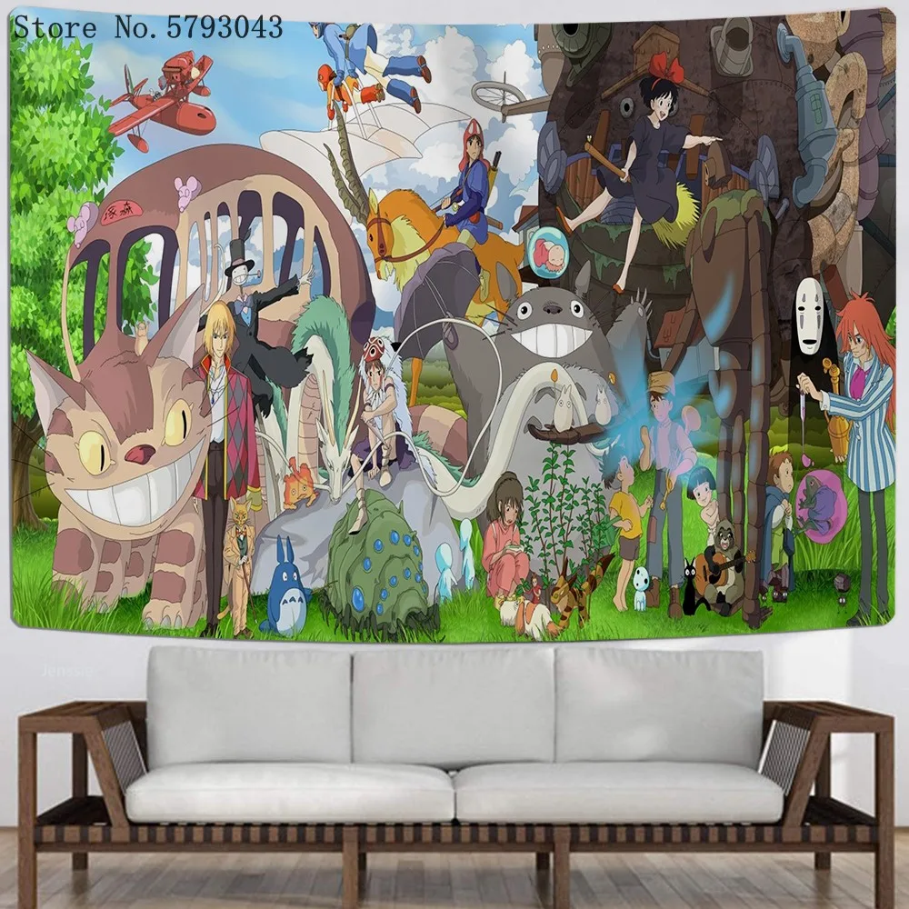 

Spirited Away Tapestry A Voyage of Chihiro Hanging Carpet 3D Print Animation Cartoon Wall Tapestry For Living Room Wall Carpets