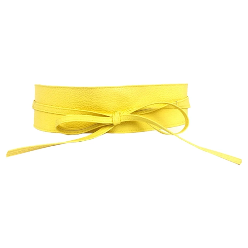 

Women Soft Faux Leather Solid Color Waist Belt Bow Tie Wide Wrap Around Boho Corset Vintage Elegant Bodice Waistbnd