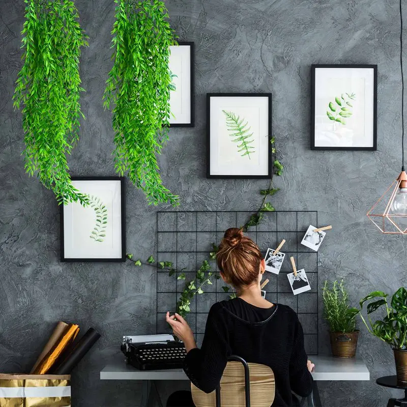 

2pcs! Green Plant Ivy Leaf Artificial Plants Long Weeping Home Wedding Decoration Plant-Fall Willow Wall Hanging Leaves Branches