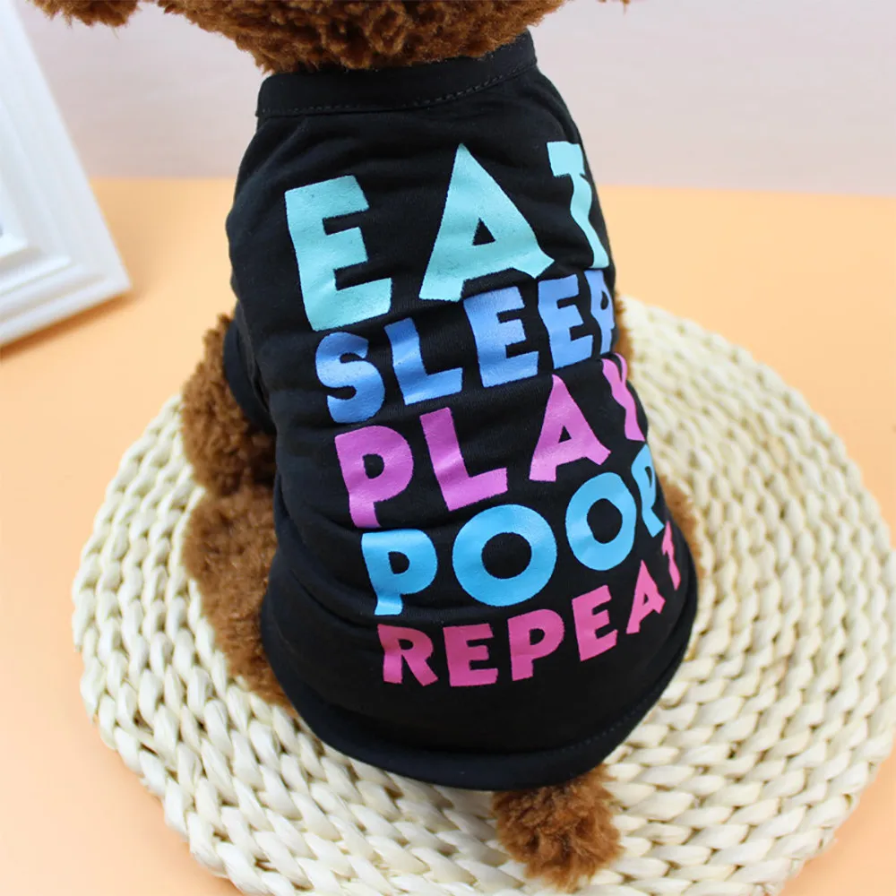 

Pet Dog Clothes Color Letter Print Pet Clothes Puppy Kitten Summer Polyester Vest Pet Dog Cat Daily Clothing T-shirt Mascota#5