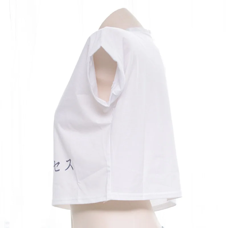 

Bazhenova Girls T-shirts with Personalized Printing Short-sleeved Tops Loose Casual Sexy Fresh Navel-cut T-shirts Cute Top R782