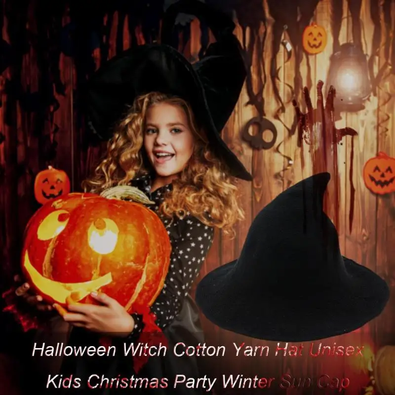 Осенне зимняя однотонная шерстяная шапка ведьмы милые забавные Классические