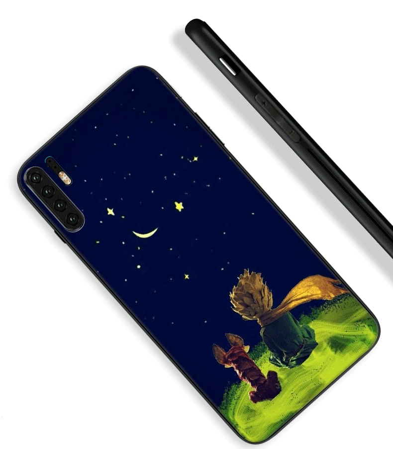 С принтом Маленький принц Лиса мобильный телефон чехол черный мягкий из ТПУ для