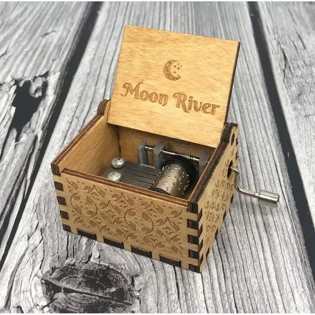 Moon River Игра престолов деревянная музыкальная шкатулка ручной коленчатый Крестный отец Звездные войны La la land богемный rhapsody queen музыкальная шкатулка Рождественский подарок - Цвет: Moon River