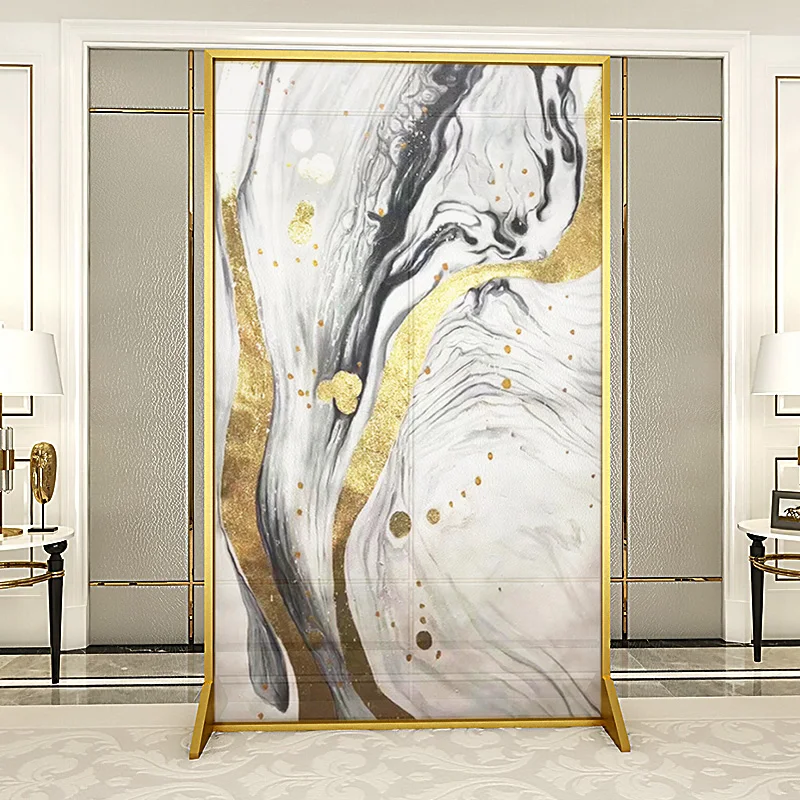 

Nordic light luxury abstract art screen partitions the living room entrance entrance to block the metal mobile screen