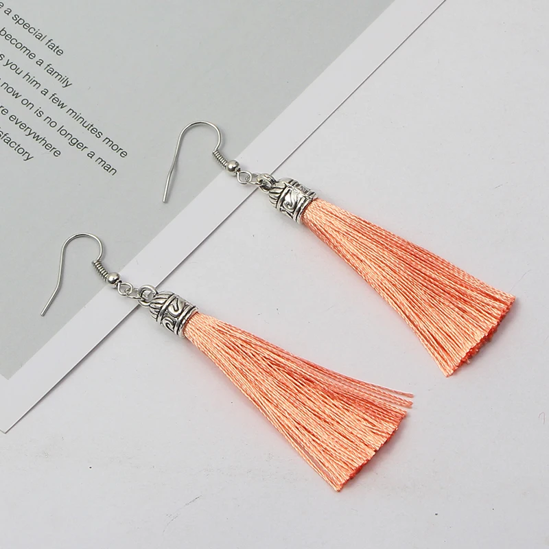Qtian сережки с кисточками Boho pendientes mujer moda длинные серьги для женщин винтажные Висячие свадебные серьги, ювелирные изделия oorbellen