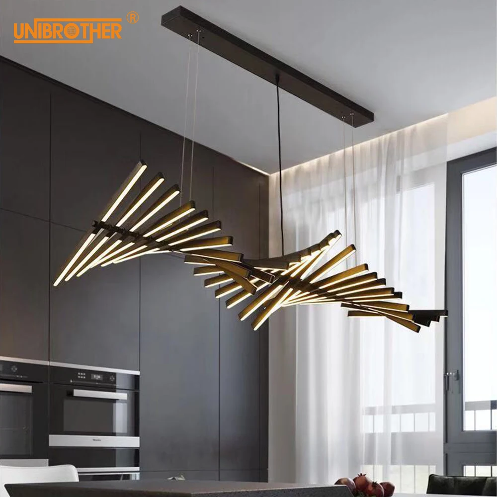 Современный Креативный подвесной светильник рыбья кость для спальни ресторана