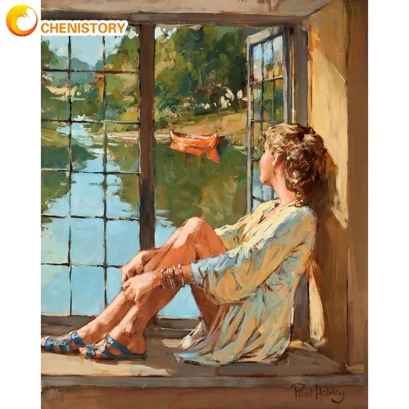 

CHENISTORY Frame DIY Painting By Number Kits Women Wall Art Picture Coloring By Numbers Acrylic Paints For Home Decors 60x75cm