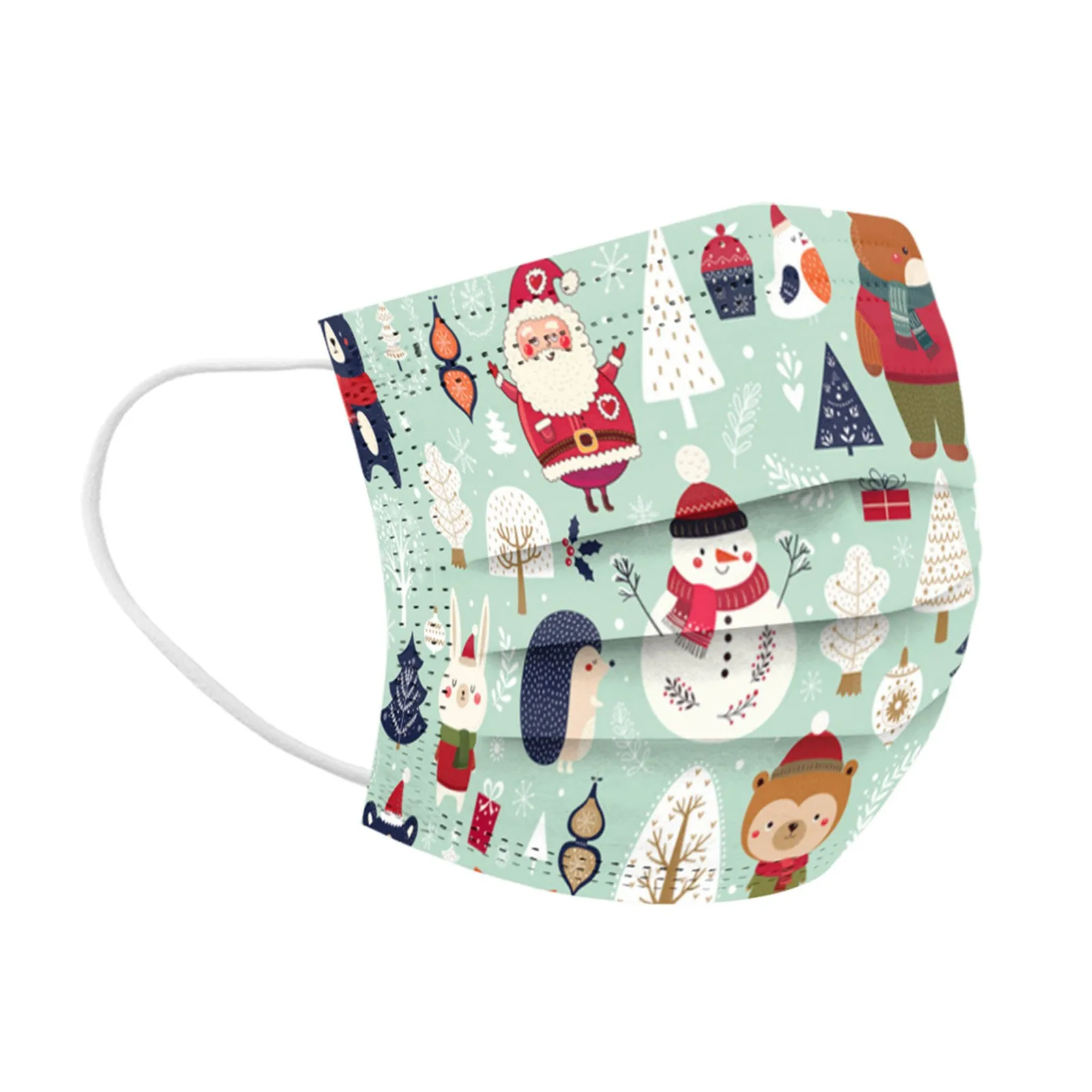 

50PC Adult Cartoon Disposable Mask Christmas print Disposable Face Mask Industrial 3Ply Ear Loop Merry Christmas Mask C14