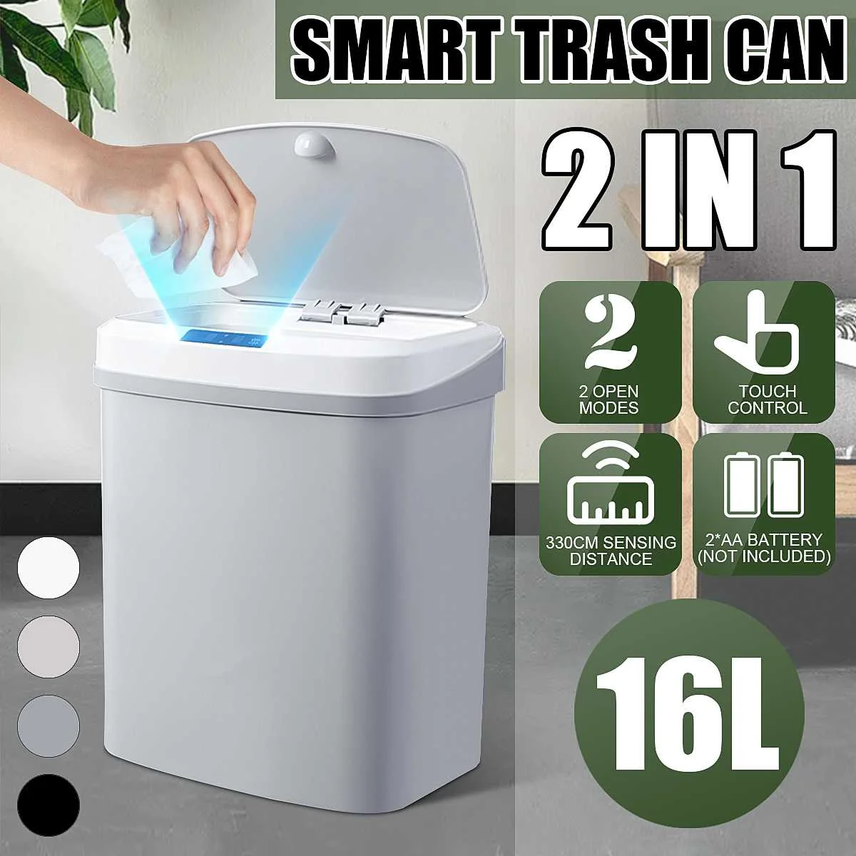 

16L IR Home Intelligent Smart Trash Can Automatic Sensor Dustbin Intelligent Sensor Rechargeable Electric Waste Bin Rubbish Can