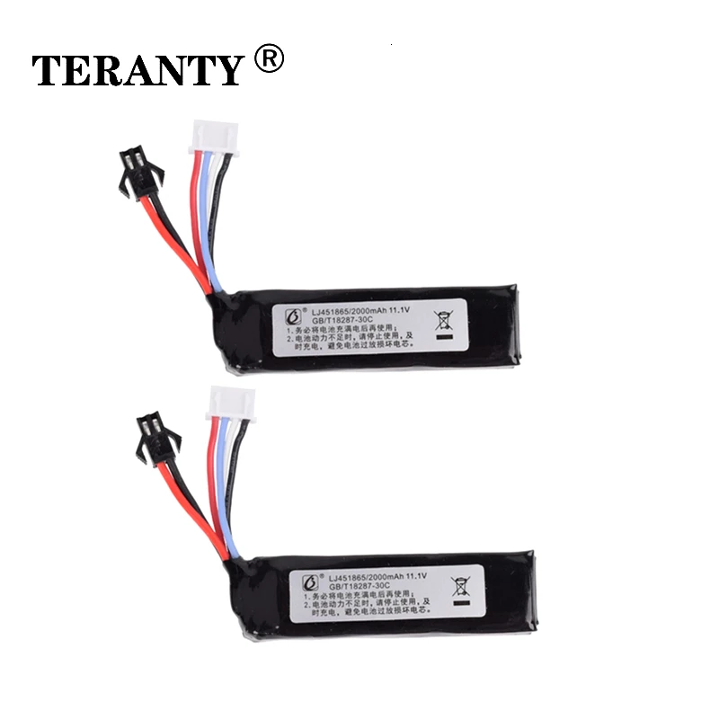 TERANTY 2 шт. Аккумулятор для водяного пистолета Lipo 3S 11 1 в 2000 мАч 30C 451865 AKKU Mini Airsoft BB