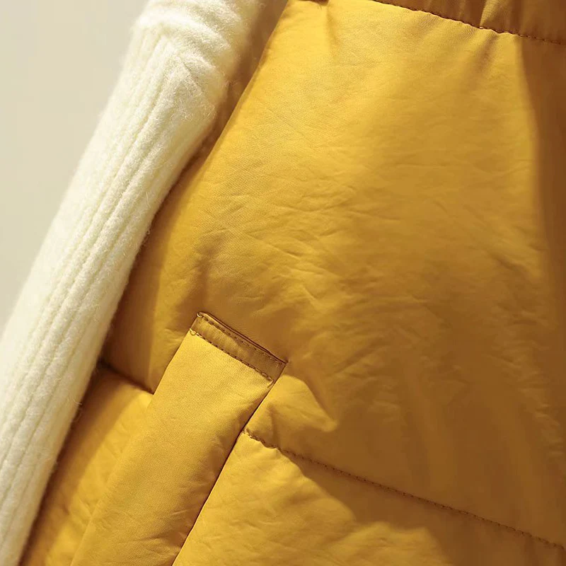 

OHRYIYIE Women Vest Waistcoat 2021 New Autumn Winter Casual Oversize Warm Winter Jackets Female Yellow Sleeveless Vests Coat