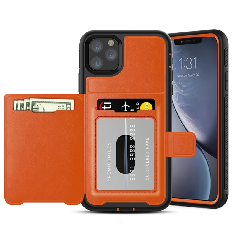 Orange Роскошный Магнитный Флип-кошелек ретро кожаный чехол для iPhone X XR XS Max 6 6S 7 8 Plus чехол s гибридный жесткий скользящий держатель для карт - Цвет: Orange