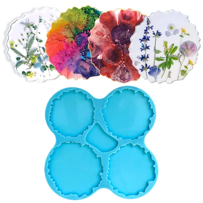 

Irregular Round Coaster Epoxy Resin Mold Cup Mat Casting Silicone Mould DIY Crafts Home Decoration Making Tools