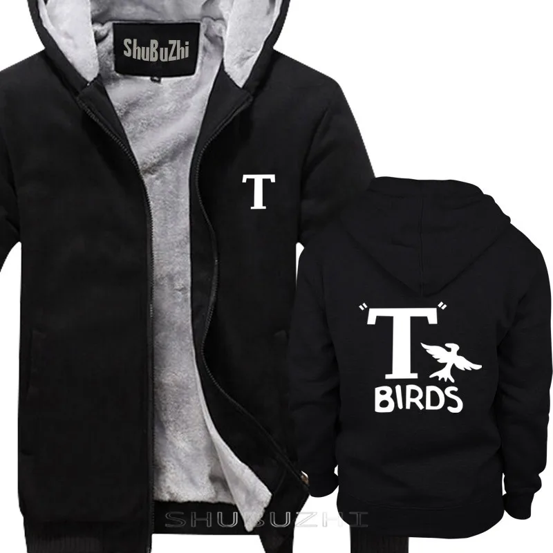 T Birds Ringer Толстая куртка жир Джон Траволта Оливия Ньютон Зима Осень черный пуловер