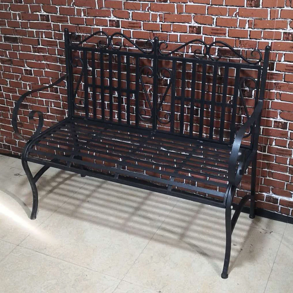 2-местная конструкция для внутреннего дворика-черная уличная садовая