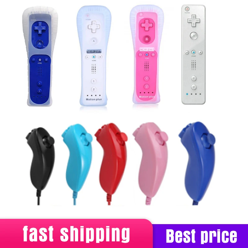 

Built in Motion For Wii 2 In 1 Wireless Remote Controllers Non Built-in Motion Plus For Gamepad Joystick Video Game Accessories