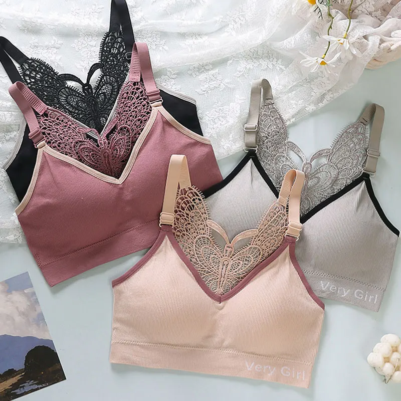 

Thai Latex Plus Size Butterfly Beautiful Back Bra No Steel Ring Bra Comfortable Underwear Vest-style Bra Vest-style Underwear
