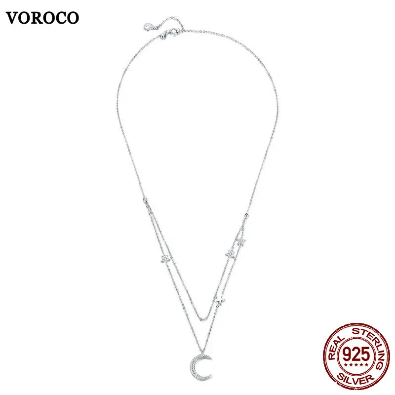 Женское ожерелье с кулоном в виде Луны из серебра 100% пробы|Ожерелья| |