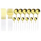 Нержавеющаясталь набор столовой посуды из белого золота набор столовых приборов Ножи вилка Кофе Чай обеденная ложка комплект Кухня посуда набор серебряных изделий