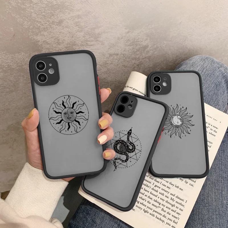 Mysterious Totem Sun Snake Phone Case Cover For iphone 13 12 Mini 11 14 pro max X XR XS MAX SE2 8 7 Plus hard simple case fundas