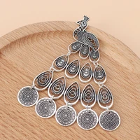 10pcslot large filigree peacock silver color charms pendants for necklace jewelry making accessories 80x70mm