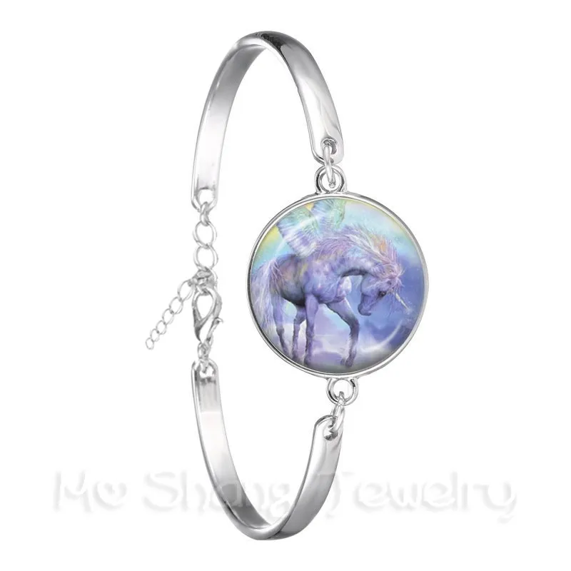 Vintage Horse Image Unicorn Charms Infinite Wrap Chain Bracelet Silver Plated Bangle For Women Men Best Gift | Украшения и