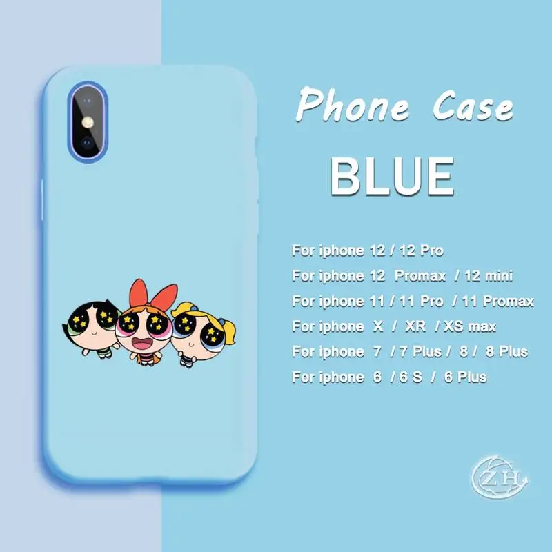 

The Super Power Girls Phone Case Blue For Iphone 12 11 PRO MAX X XS XR 6S 7 8 PLUS SE Cases Cover