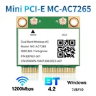 Wi-Fi-карта Half Mini PCI-E, 1200 Мбитс, MC-AC7265, Bluetooth 4,2, 802.11ac, двухдиапазонный, 2,4 ГГц5 ГГц, беспроводной адаптер для ПК