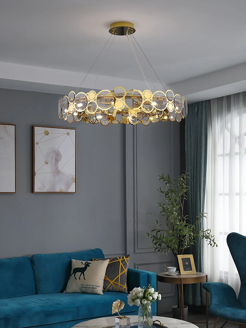 Lámpara LED postmoderna de lujo para sala de estar, comedor, dormitorio, accesorios sencillos, restaurante, tienda de ropa, colgante de cristal, nueva