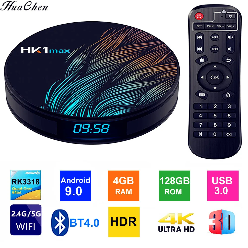 ТВ приставка HK1 MAX Android 9 0 Youtube Google assistente 4 ГБ 64 3D видео ресивер Wi Fi 4k HD
